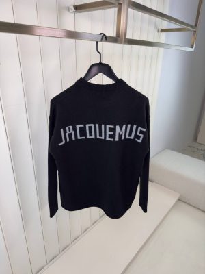 Black jacquemus the povane knit jacquard logo sweater