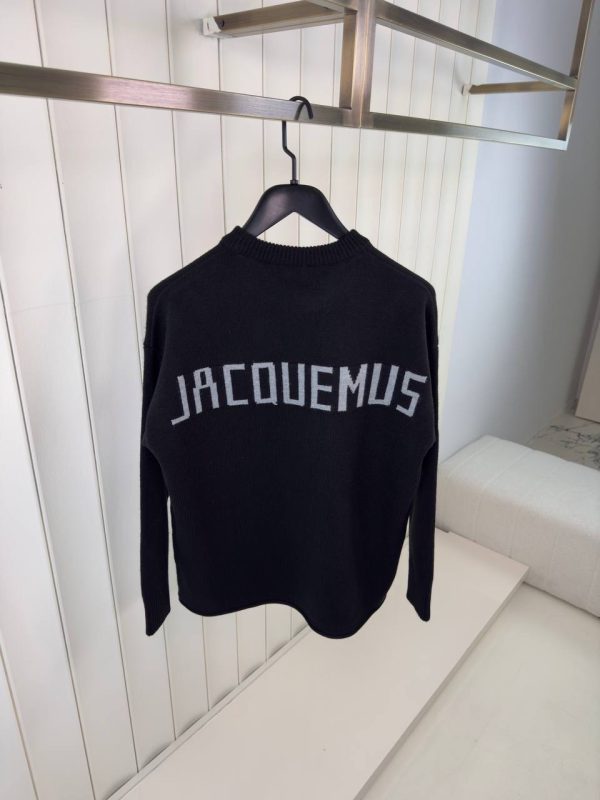 Black jacquemus the povane knit jacquard logo sweater