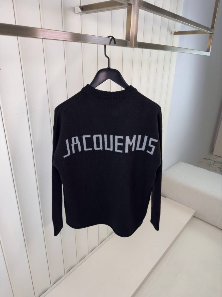 Black jacquemus the povane knit jacquard logo sweater