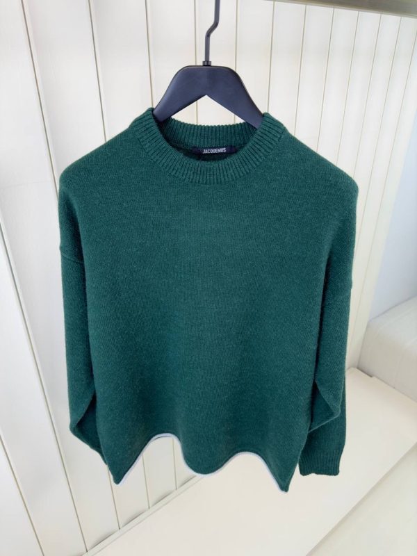 Green jacquemus the povane knit jacquard logo sweater - Image 4
