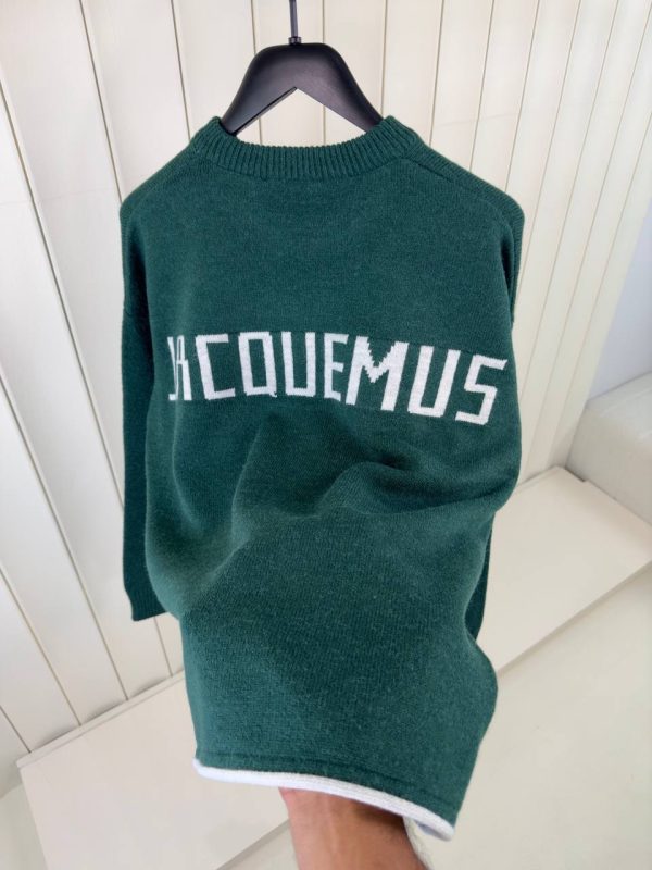 Green jacquemus the povane knit jacquard logo sweater - Image 2
