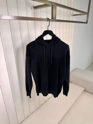Black LV Graphic Jacquard Hoodie