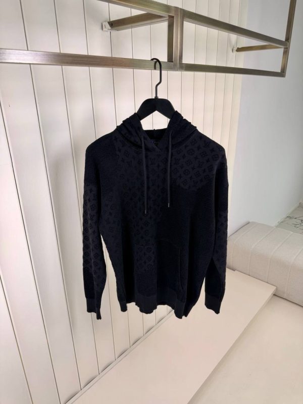 Black LV Graphic Jacquard Hoodie