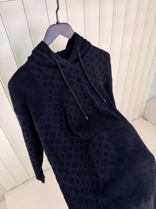 Black LV Graphic Jacquard Hoodie - Image 3
