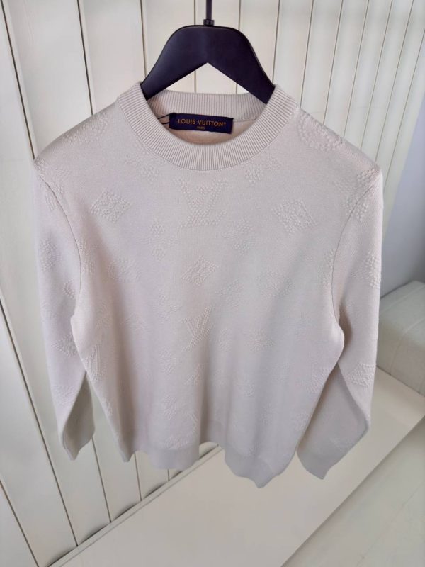 Beige LV monogram pull embossed cotton sweatshirt - Image 5