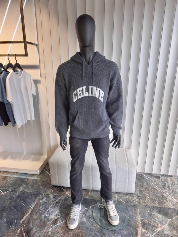 Gray Celine ribbed wool hoodie - Image 5