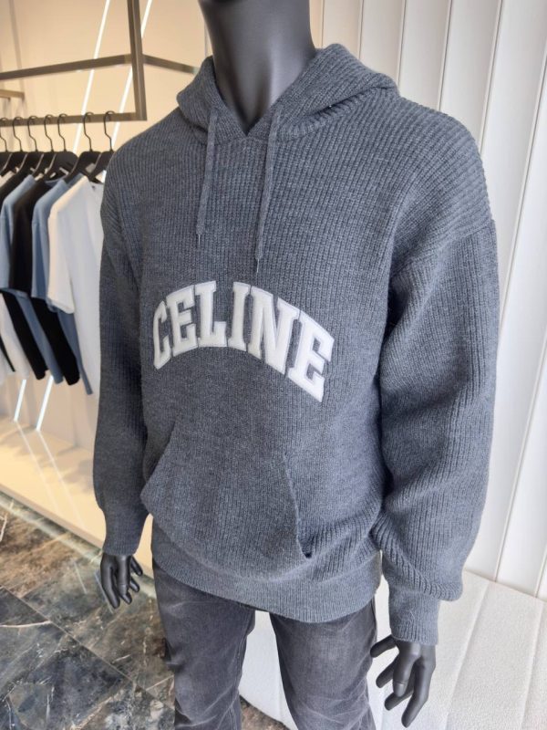 Gray Celine ribbed wool hoodie - Image 2