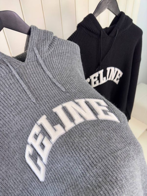 Gray Celine ribbed wool hoodie - Image 4