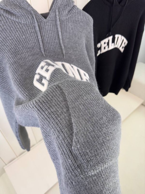 Gray Celine ribbed wool hoodie - Image 7