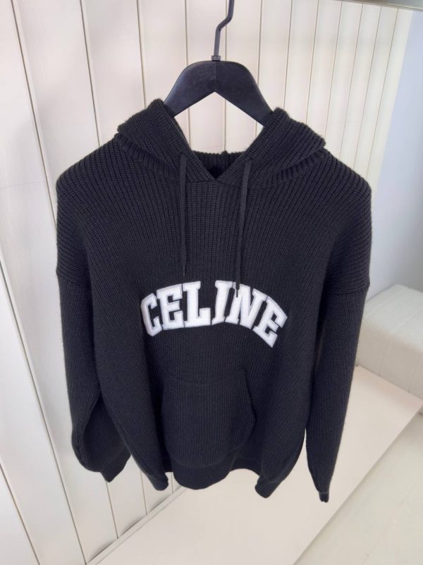 Black Celine ribbed wool hoodie - Image 2