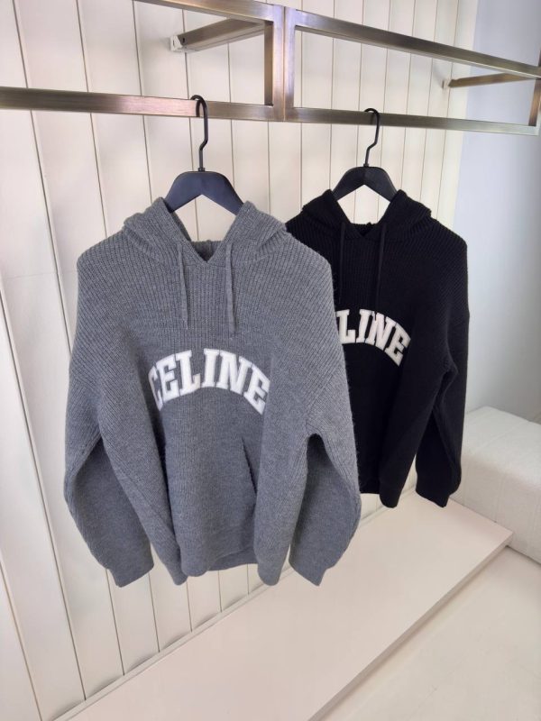 Black Celine ribbed wool hoodie - Image 3