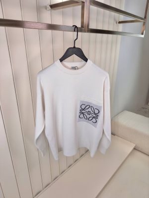 White loewe embroidered Pocket logo cotton sweatshirt