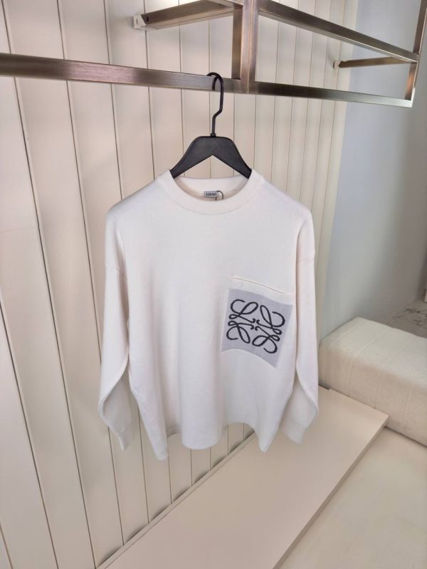White loewe embroidered Pocket logo cotton sweatshirt