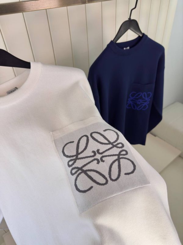 White loewe embroidered Pocket logo cotton sweatshirt - Image 3
