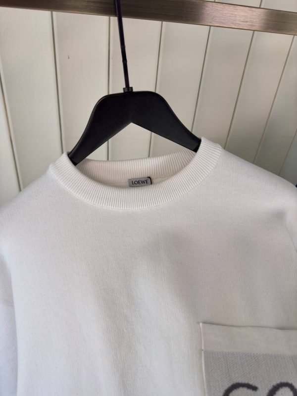 White loewe embroidered Pocket logo cotton sweatshirt - Image 4