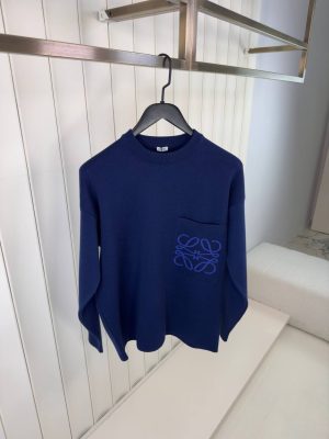 Navy loewe embroidered Pocket logo cotton sweatshirt