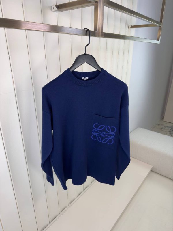 Navy loewe embroidered Pocket logo cotton sweatshirt