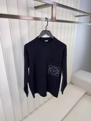 Black loewe embroidered Pocket logo cotton sweatshirt