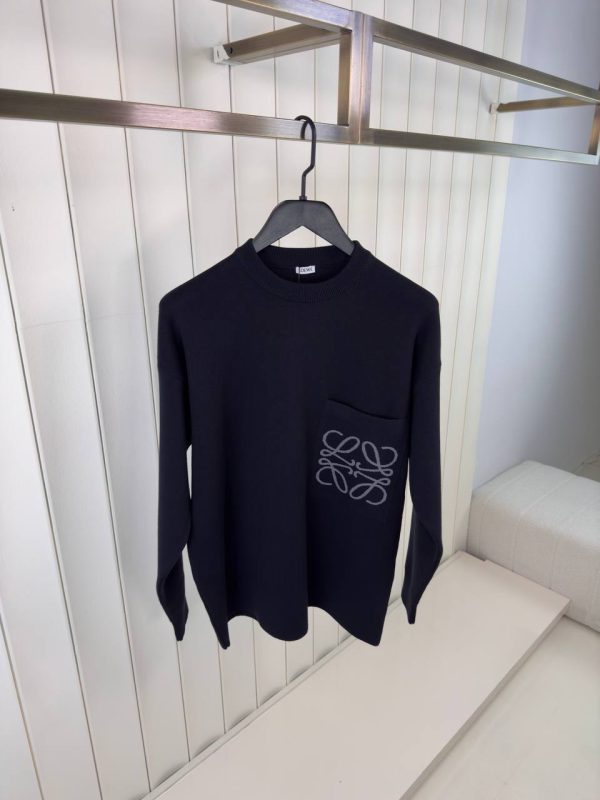 Black loewe embroidered Pocket logo cotton sweatshirt