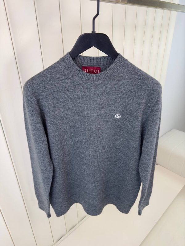 Gray gucci double G embroidered Wool Jumper - Image 2