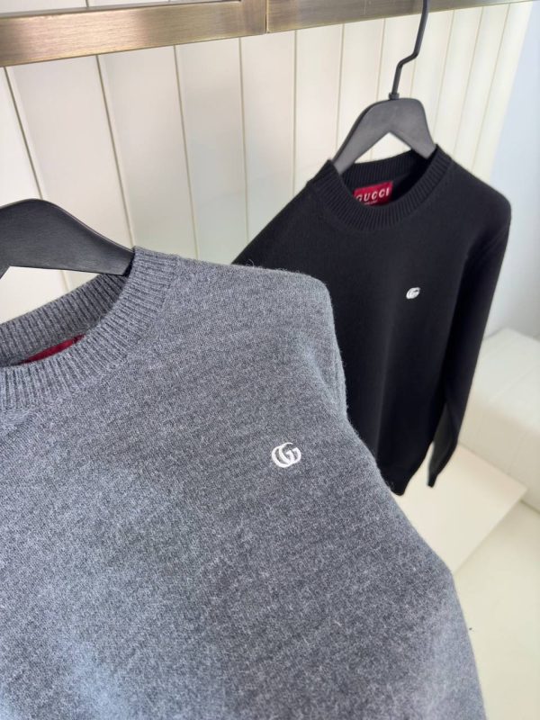 Gray gucci double G embroidered Wool Jumper - Image 4
