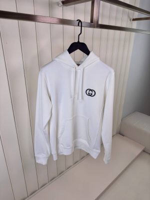 White Gucci GG logo Cotton Hoodie