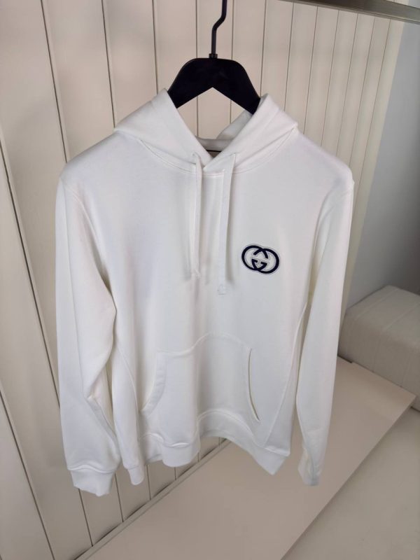 White Gucci GG logo Cotton Hoodie - Image 4