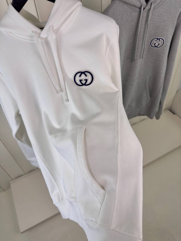 White Gucci GG logo Cotton Hoodie - Image 3