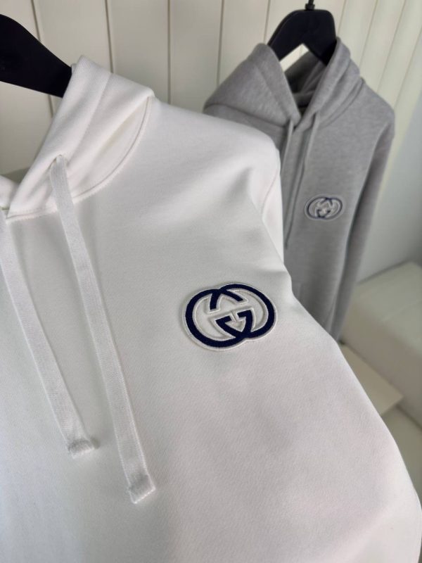 White Gucci GG logo Cotton Hoodie - Image 2