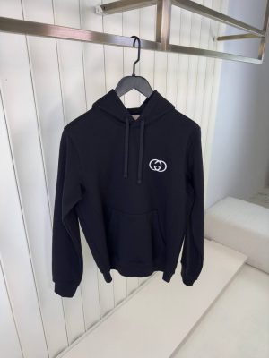 Black Gucci GG logo Cotton Hoodie