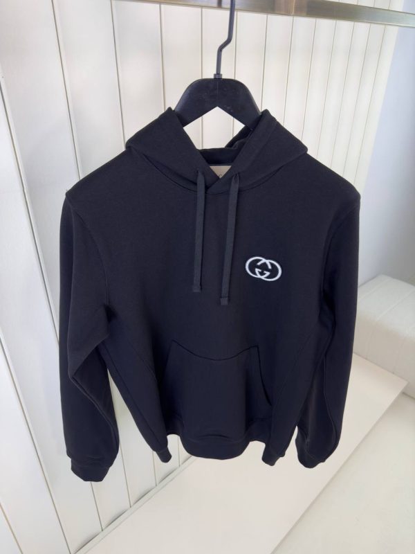 Black Gucci GG logo Cotton Hoodie - Image 2