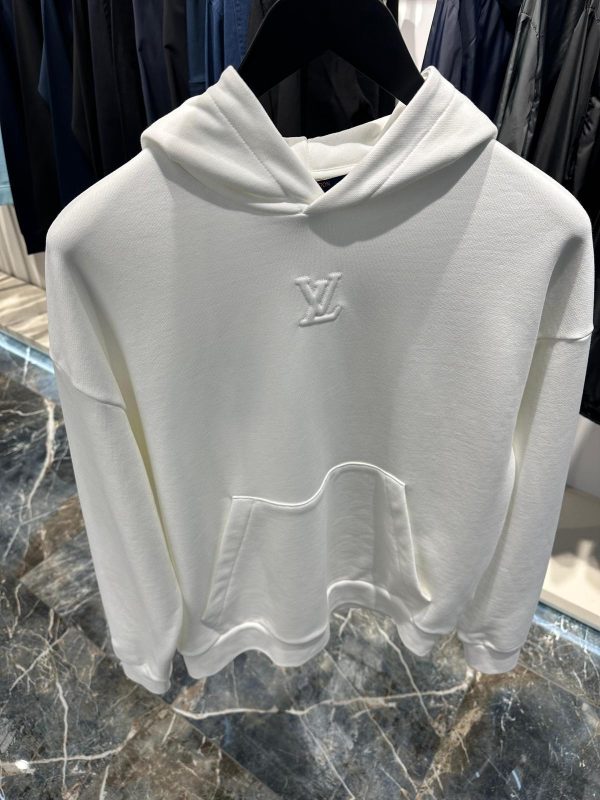 White LV embossed cotton hoodie