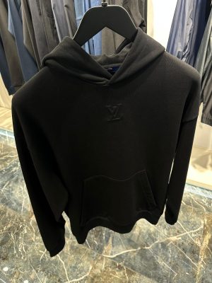 Black LV embossed cotton hoodie