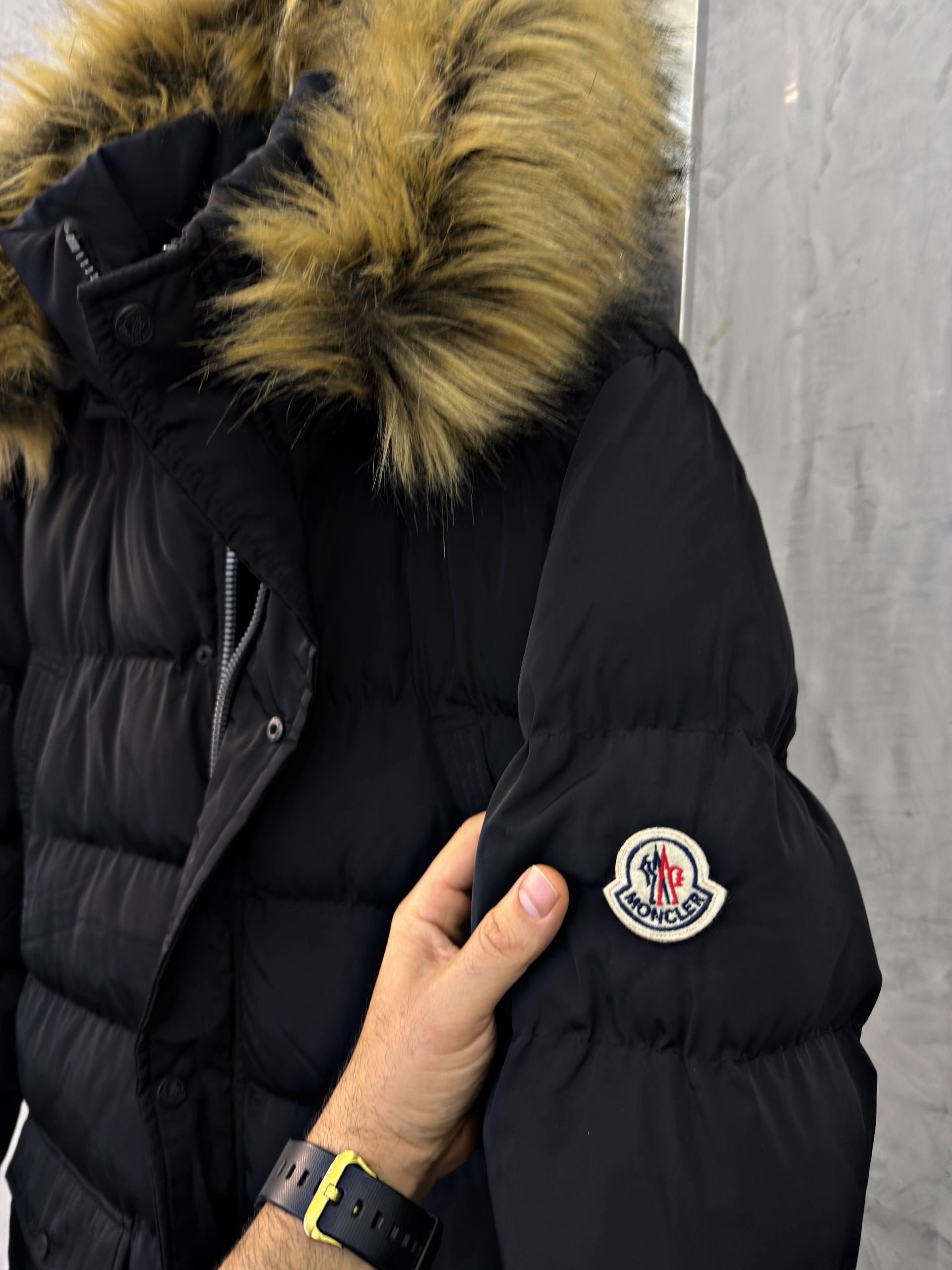 Black Moncler Cluny fur trimmed hood quilted puffer jacket - Image 2