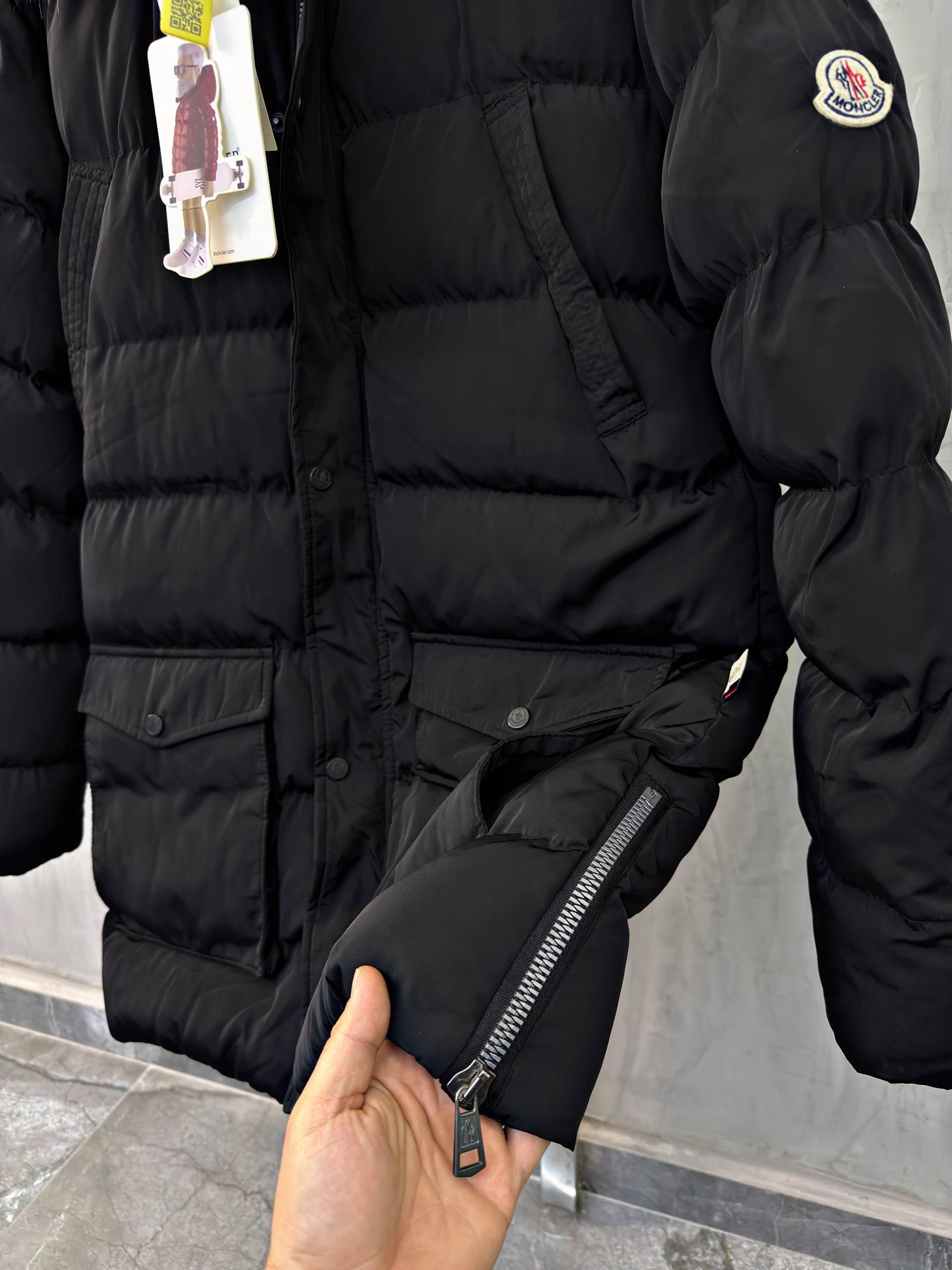 Black Moncler Cluny fur trimmed hood quilted puffer jacket - Image 3