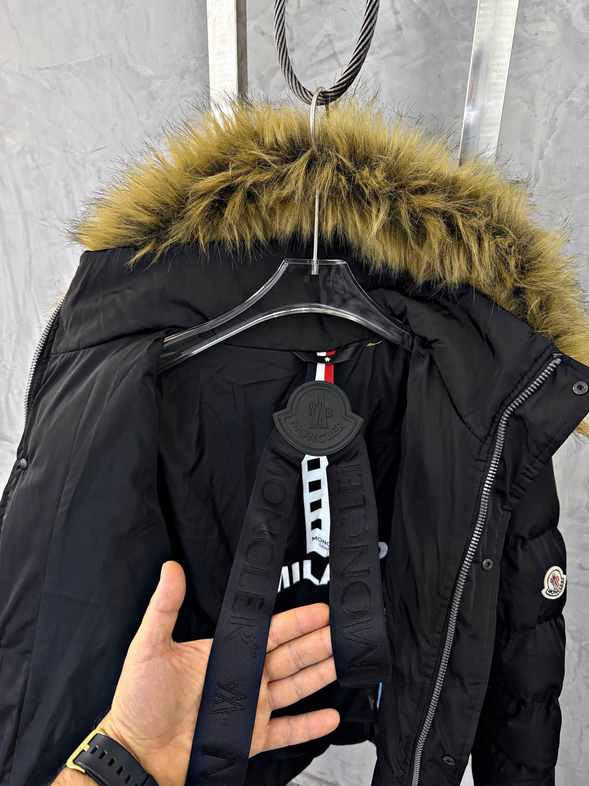 Black Moncler Cluny fur trimmed hood quilted puffer jacket - Image 7