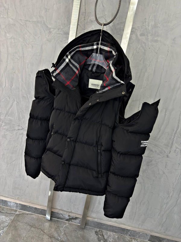 Black burberry london removable sleeve hooded puffer jacket - Image 2