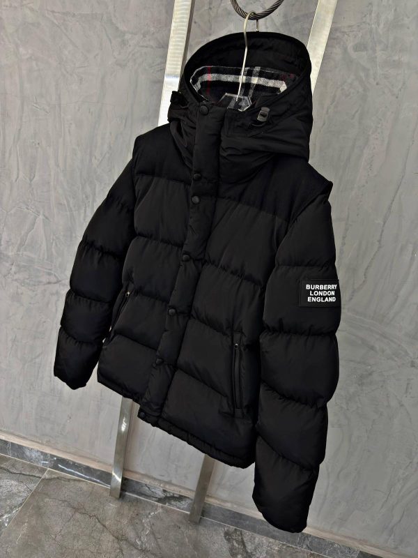 Black burberry london removable sleeve hooded puffer jacket - Image 3
