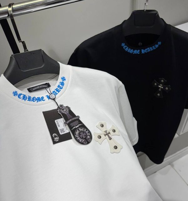 White chrome hearts leather metal patch cotton tee - Image 2