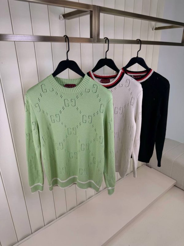 White gucci perforated GG cotton sweater - Image 3
