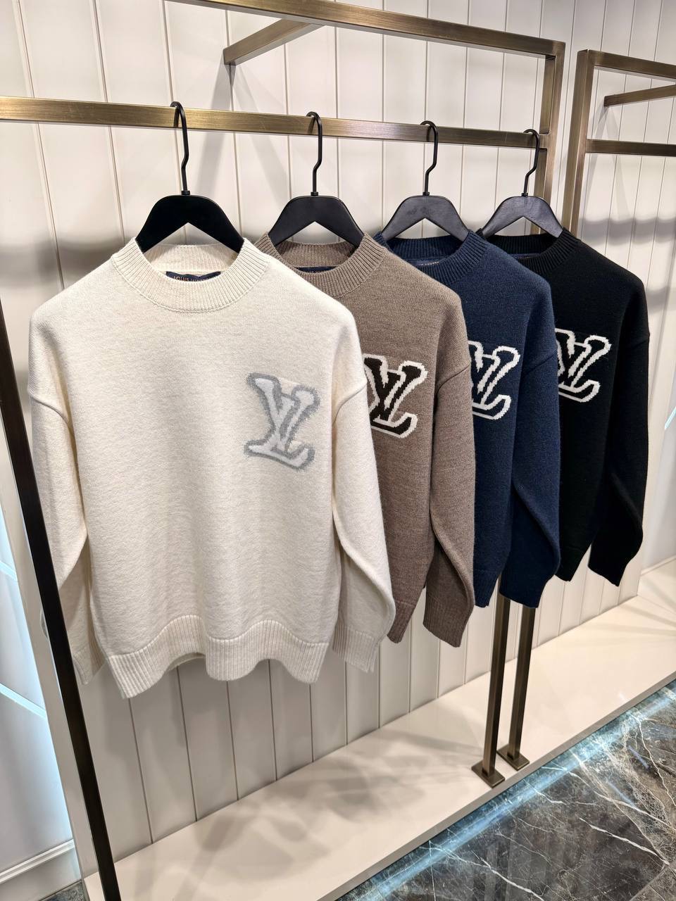 Beige LV Intarsia knitted sweatshirt - Image 6