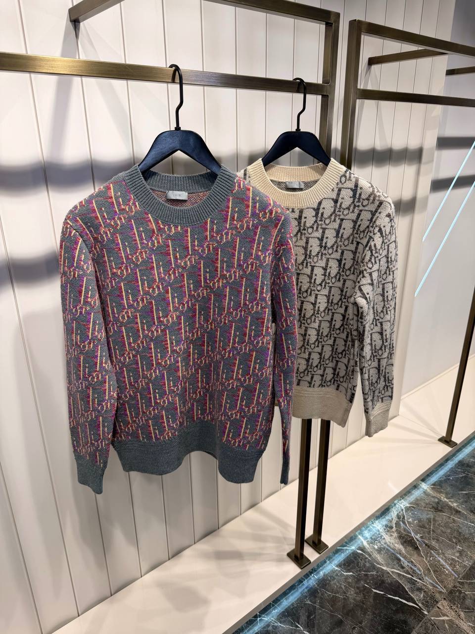 Gray pink Dior Virgin Wool Jacquard Oblique Sweater - Image 8