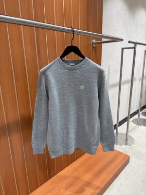 Gray Loewe Anagram logo embroidered wool sweater