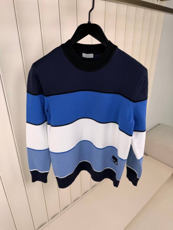 Blue CD diamond cashmere cotton sweater - Image 2