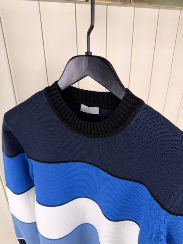 Blue CD diamond cashmere cotton sweater - Image 3