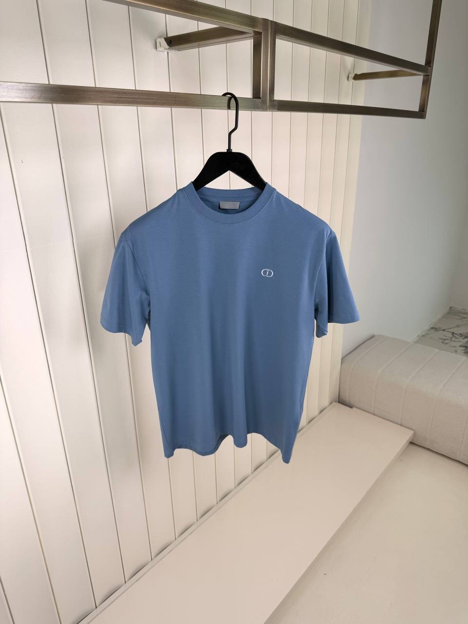 Blue Dior CD icon fitted silhouette cotton tee - Image 6