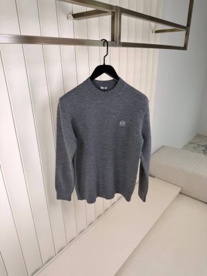 Gray Loewe Anagram logo embroidered wool sweater