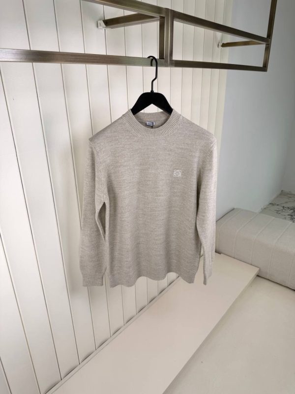 Beige Loewe Anagram logo embroidered wool sweater