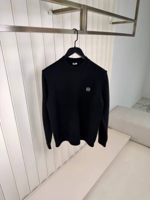 Black Loewe Anagram logo embroidered wool sweater