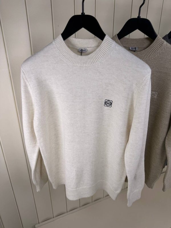 Beige Loewe Anagram logo embroidered wool sweater - Image 4
